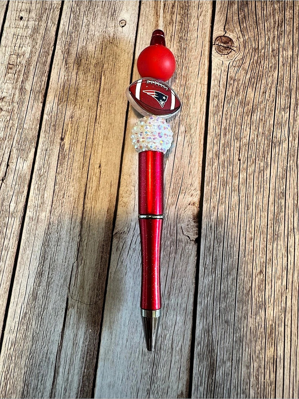 New England patriots rhinestone bead pen